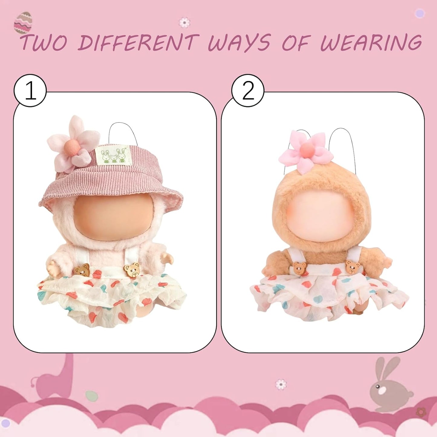 Clothes for Labubu(NO Dolls)，3 Pieces Dress Outfit Set for 6.7inch（17cm） Doll Suit,Clothes Accessories for 1st/2nd/3rd Gen Doll Play，Green Dress Series Is More Healthy and Natural (Green dress)