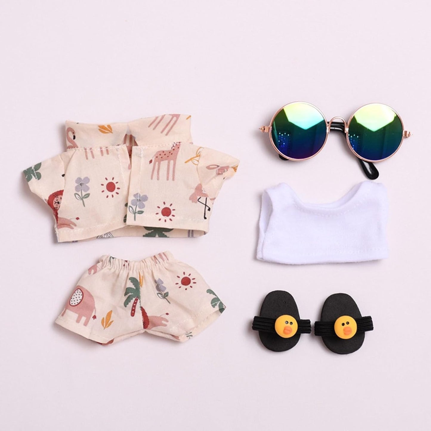 Clothes for 17cm Labu Doll Luxury Chic Doll Clothing & Style Bundle High-End Fashion Beach Set Accessories Including Clothes + Pants+ Glasses+Slippers Labu (No Doll) (Black Beach Suit (no Doll))
