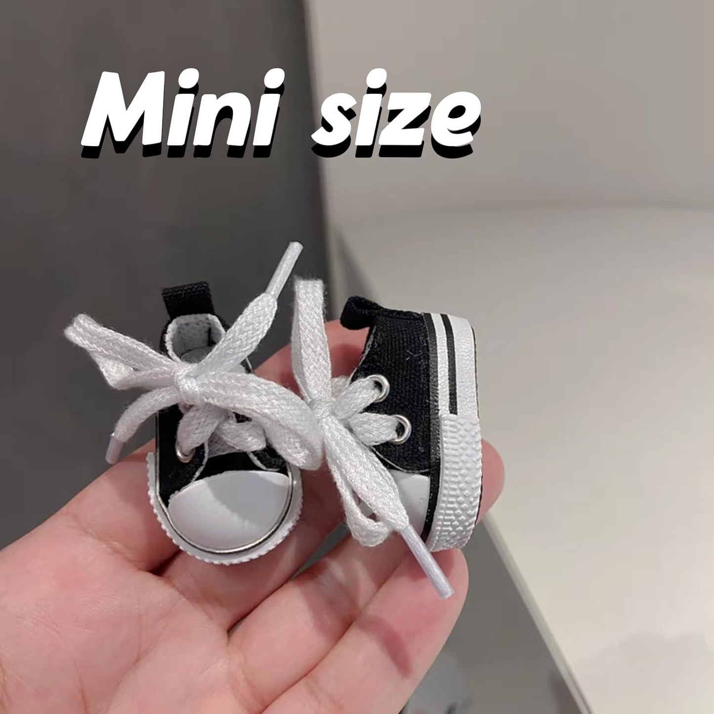 Mini Doll Shoes, 1 Pair Cute Lace Up Canvas Sneakers Compatible for 17cm/15cm Doll Shoes Toy Outfit Accessories(White)