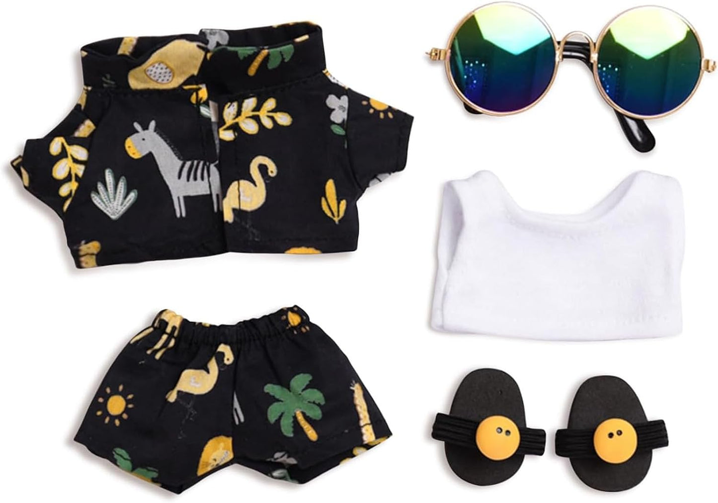 Clothes for 17cm Labu Doll Luxury Chic Doll Clothing & Style Bundle High-End Fashion Beach Set Accessories Including Clothes + Pants+ Glasses+Slippers Labu (No Doll) (Black Beach Suit (no Doll))