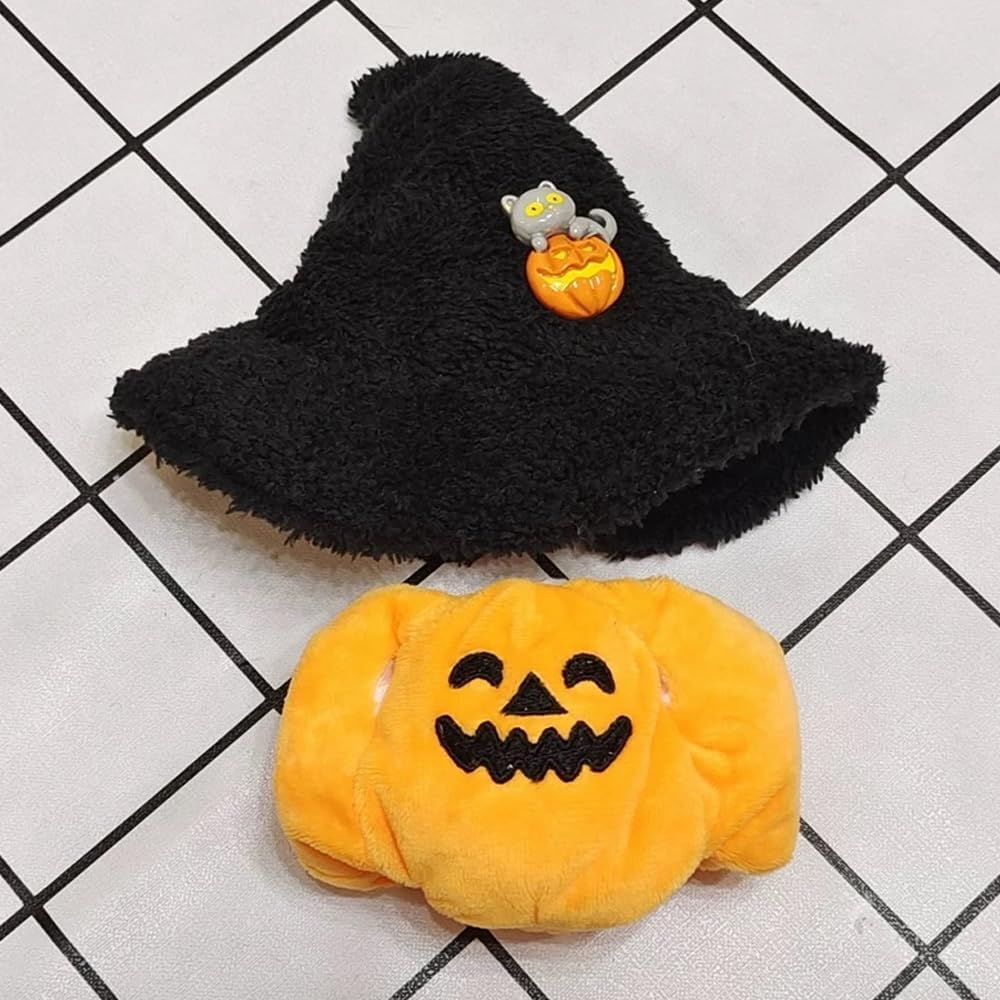 2025 Halloween Clothes for Labubu, Cute Outfit for 17cm Labubu Clothes, Premium Halloween Costume for Dolls Outfit Halloween Doll Clothes Pumpkin Outfit Accessories for Labubu Gift or Display (#A)