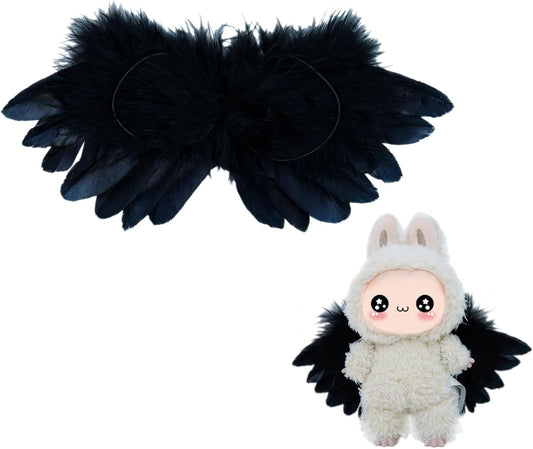 Labobo Wings of Whimsy 17cm Labobo Clothes Set, Macarons Dolls Accessories Suit, Cute Clothes for Macarons Dolls Dress up Unique Style (Black)