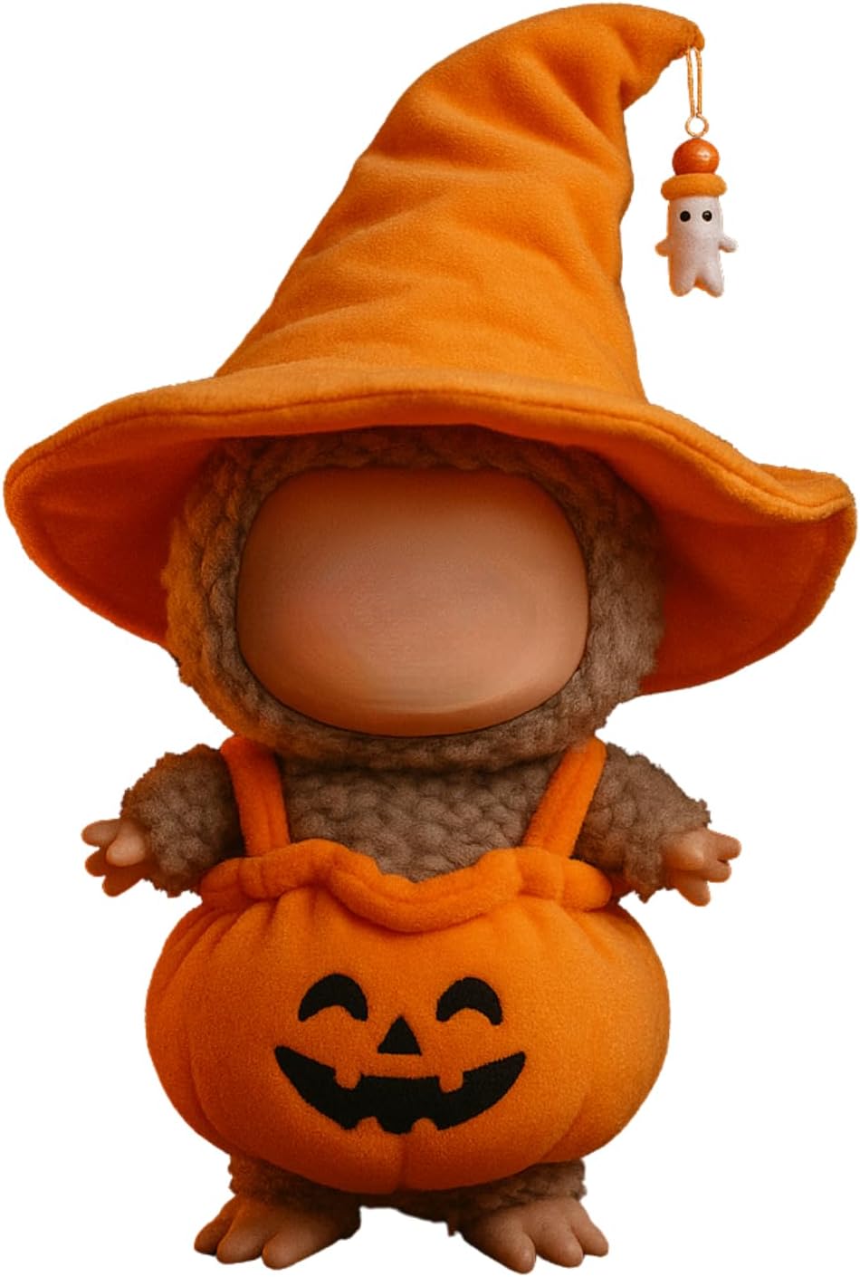 2-Piece Halloween Costume Set for 15cm 17cm Dolls Pumpkin Dress Witch Hat Gift Party Decoration (No Doll) (Pumpkin Set Black Hat)