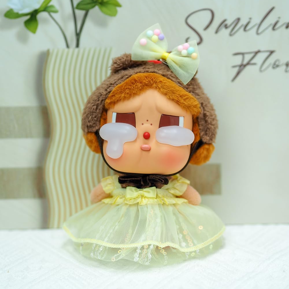 Crybaby Clothes for Doll - Tulle Dress with Hair Bow for 14cm Dolls, Adorable Crybaby Accessories for Play & Display, 5.5" Doll Clothing (Style D)