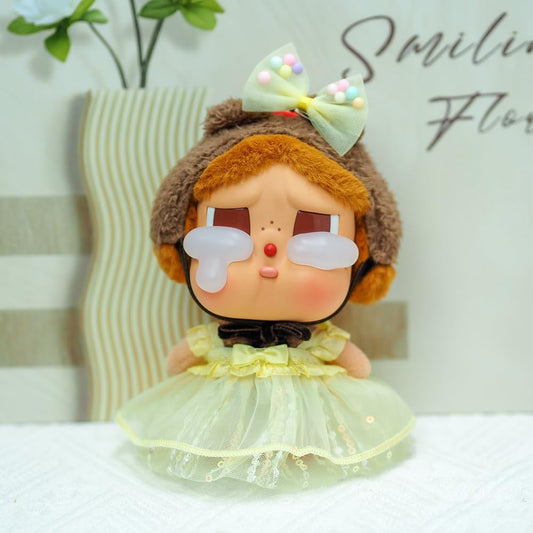 Crybaby Clothes for Doll - Tulle Dress with Hair Bow for 14cm Dolls, Adorable Crybaby Accessories for Play & Display, 5.5" Doll Clothing (Style D)