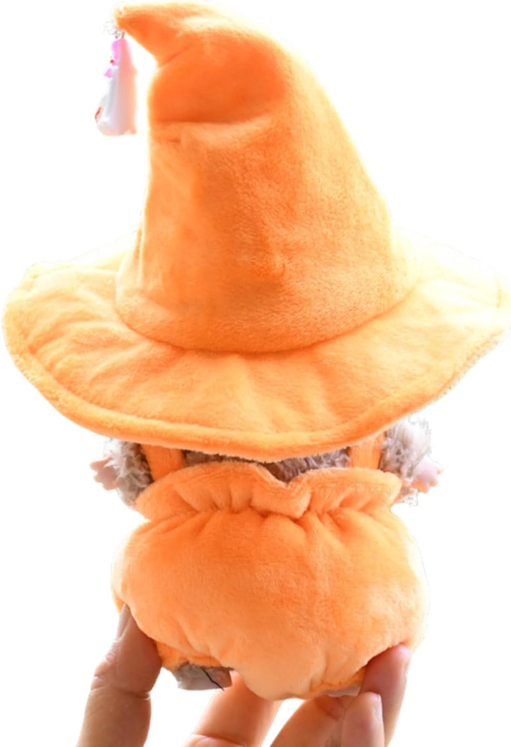 2-Piece Halloween Costume Set for 15cm 17cm Dolls Pumpkin Dress Witch Hat Gift Party Decoration (No Doll) (Pumpkin Set Black Hat)