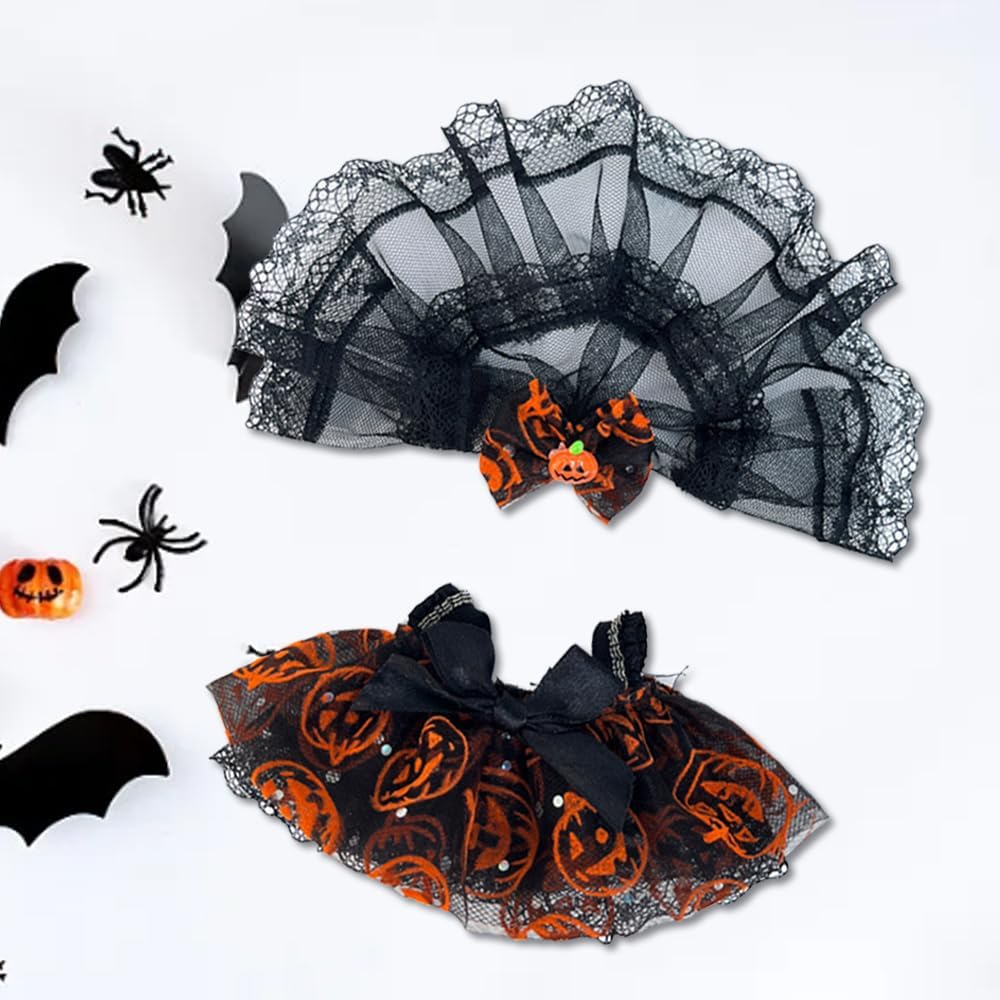 2025 Halloween Clothes for Labubu, Cute Outfit for 17cm Labubu Clothes, Premium Halloween Costume for Dolls Outfit Halloween Doll Clothes Pumpkin Outfit Accessories for Labubu Gift or Display (#A)