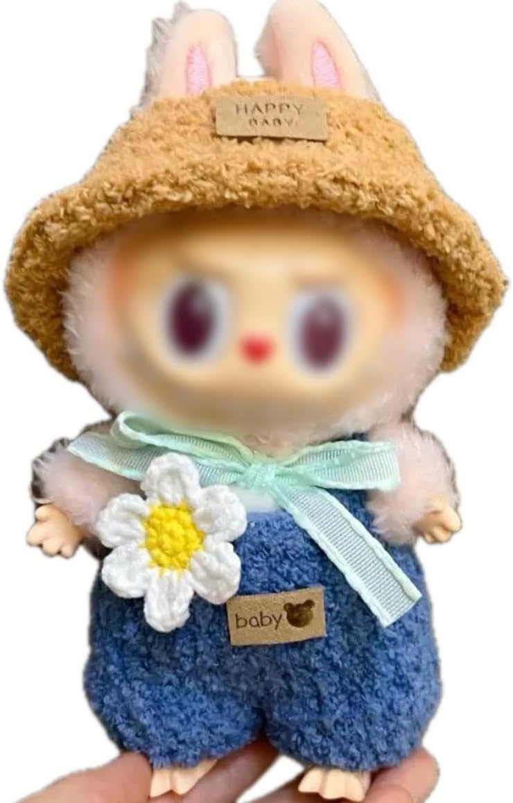 Plush Clothing for Labubu (NO Doll) for Macaron for Have a Seat and for Big into Energy,Handmade Plush Clothes Set for 6.7 inches Doll,Premium Outfit with Accessories for Labubu V1/V2/V3 (Puppy)