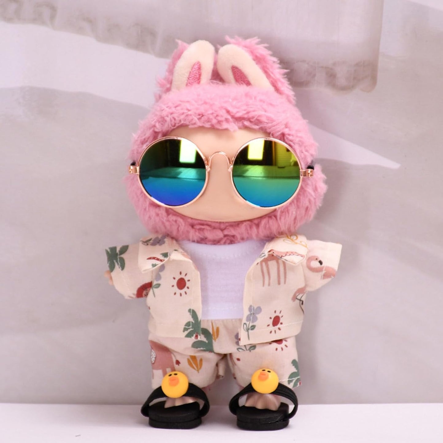 Clothes for 17cm Labu Doll Luxury Chic Doll Clothing & Style Bundle High-End Fashion Beach Set Accessories Including Clothes + Pants+ Glasses+Slippers Labu (No Doll) (Black Beach Suit (no Doll))