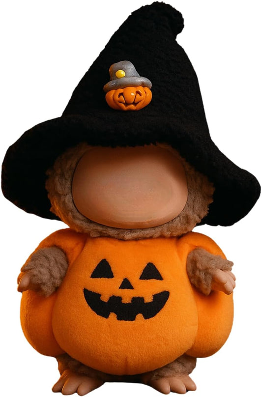 2-Piece Halloween Costume Set for 15cm 17cm Dolls Pumpkin Dress Witch Hat Gift Party Decoration (No Doll) (Pumpkin Set Black Hat)
