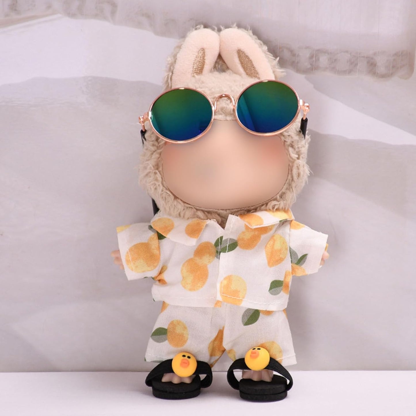 Clothes for 17cm Labu Doll Luxury Chic Doll Clothing & Style Bundle High-End Fashion Beach Set Accessories Including Clothes + Pants+ Glasses+Slippers Labu (No Doll) (Black Beach Suit (no Doll))