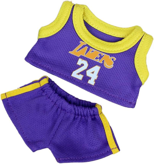 Clothes for Labubu Doll, 2-Piece Top & Pants Set, Yellow & Purple Sporty Style,17cm Doll Clothes Compatible with Labubu (No Doll) (Purple)