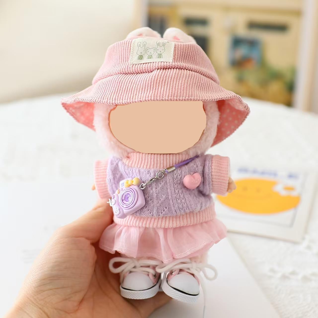 Clothes for Labubu Doll,Clothes for Dolls Accessories, Stylish Kawaii Outfit Set 5 Pieces Suitable for Labubu 15cm 17cm Doll,Doll Clothing Set Replacement (Purple)