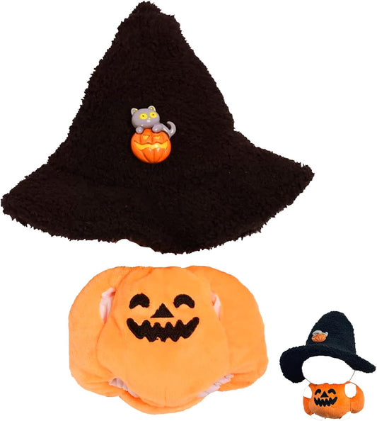 Clothes for 17cm Labubu Halloween Clothes, Cute Outfit and Hat for Labubu Dresses, Fashion Handmade Accessories for Labubu Doll (Pumpkin)