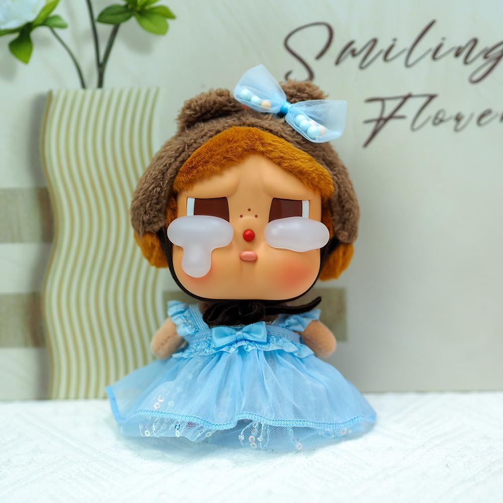 Crybaby Clothes for Doll - Tulle Dress with Hair Bow for 14cm Dolls, Adorable Crybaby Accessories for Play & Display, 5.5" Doll Clothing (Style D)