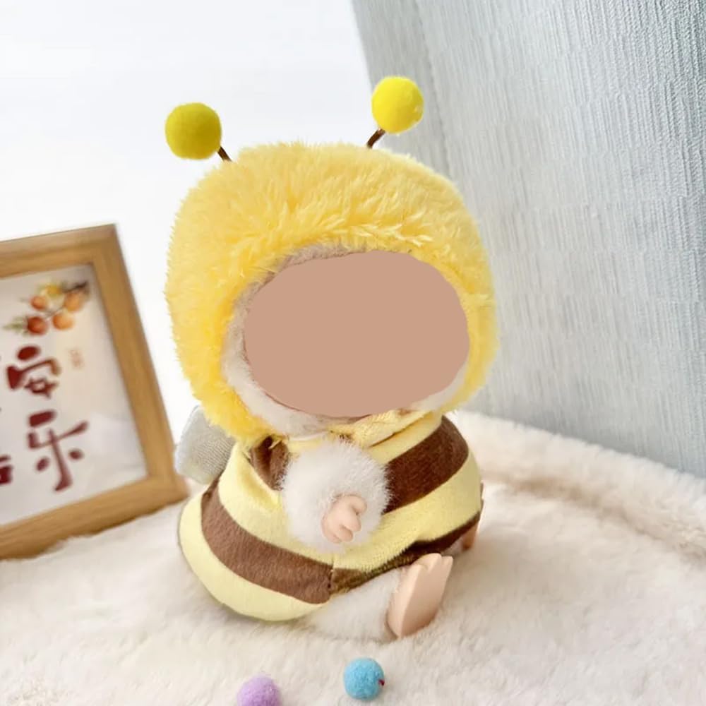 Cute LABUBU The Monster Doll Clothes Set - Fantasy Elf Outfits, Rainbow & Sitting Party Style, Kawaii Overalls + Top (Hamburger)