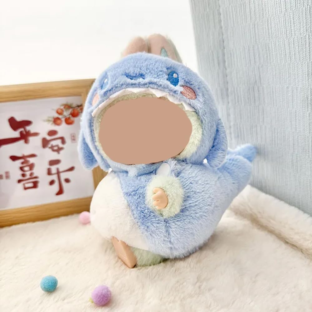 Cute LABUBU The Monster Doll Clothes Set - Fantasy Elf Outfits, Rainbow & Sitting Party Style, Kawaii Overalls + Top (Hamburger)