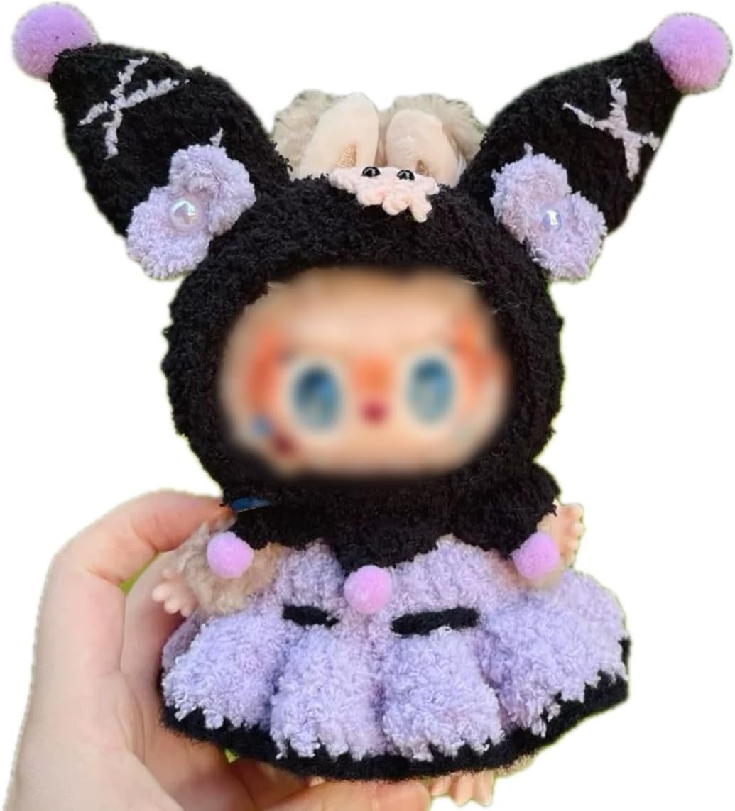 Plush Clothing for Labubu (NO Doll) for Macaron for Have a Seat and for Big into Energy,Handmade Plush Clothes Set for 6.7 inches Doll,Premium Outfit with Accessories for Labubu V1/V2/V3 (Puppy)
