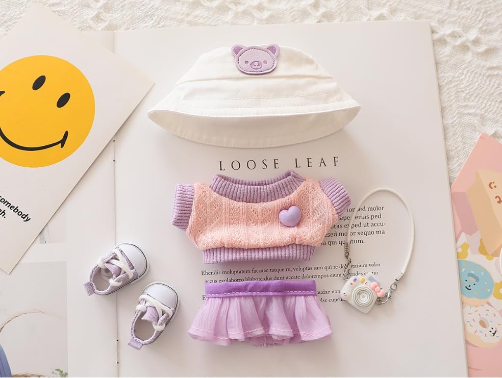 Designed for Labubu-Clothes, High-End Fashion Doll Clothes for Labubu-Accessories (No Doll Included), Outfit Set 5 Pieces Suitable for 15cm & 17cm The Monsters Series (JK-Green)