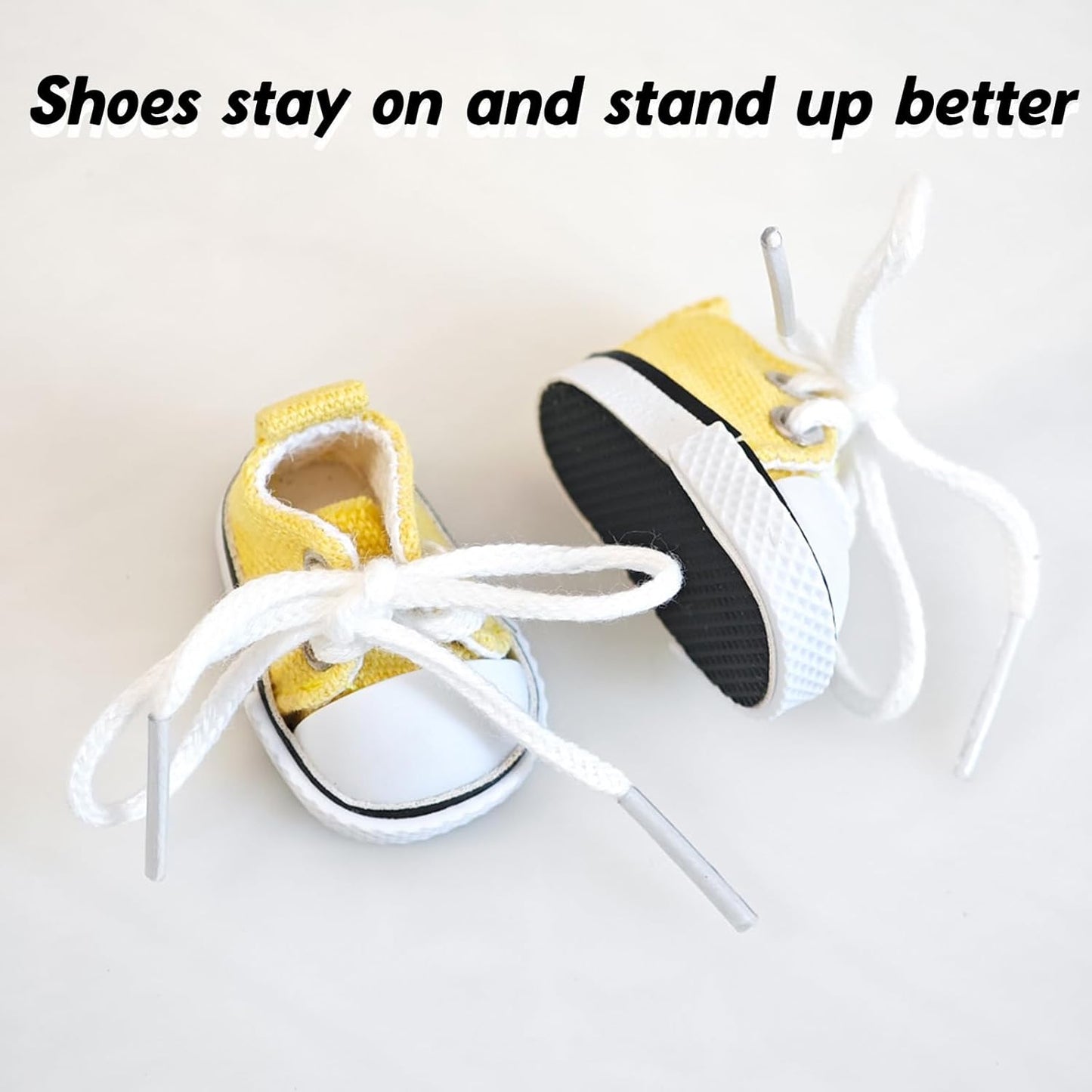 Mini Doll Shoes, 1 Pair Cute Lace Up Canvas Sneakers Compatible for 17cm/15cm Doll Shoes Toy Outfit Accessories(White)