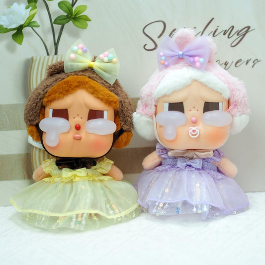 Crybaby Clothes for Doll - Tulle Dress with Hair Bow for 14cm Dolls, Adorable Crybaby Accessories for Play & Display, 5.5" Doll Clothing (Style D)