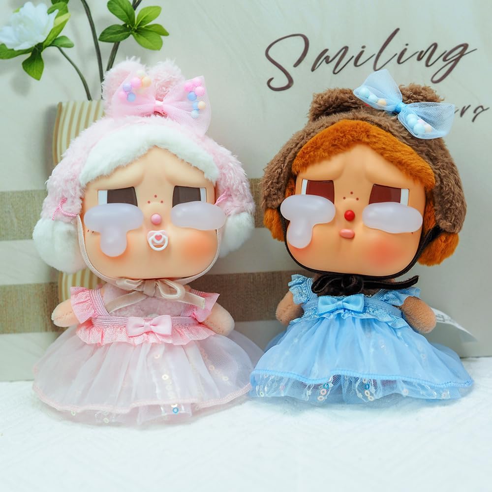 Crybaby Clothes for Doll - Tulle Dress with Hair Bow for 14cm Dolls, Adorable Crybaby Accessories for Play & Display, 5.5" Doll Clothing (Style D)