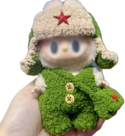 Plush Clothing for Labubu (NO Doll) for Macaron for Have a Seat and for Big into Energy,Handmade Plush Clothes Set for 6.7 inches Doll,Premium Outfit with Accessories for Labubu V1/V2/V3 (Puppy)