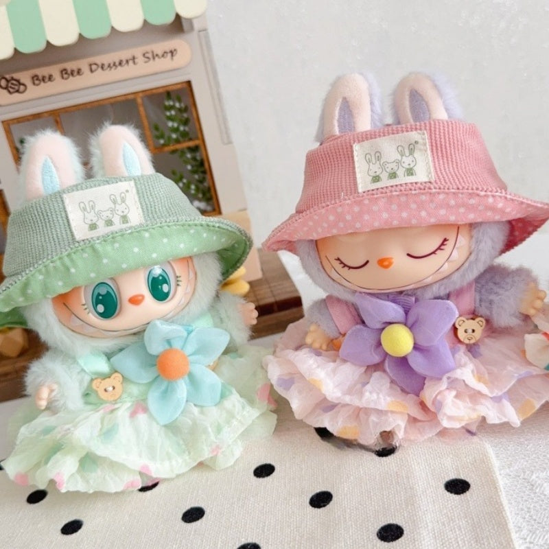 Labubu Summer Pastel Dress Set - Mint Green Tulle Skirt & Bonnet for Have a Seat Series
