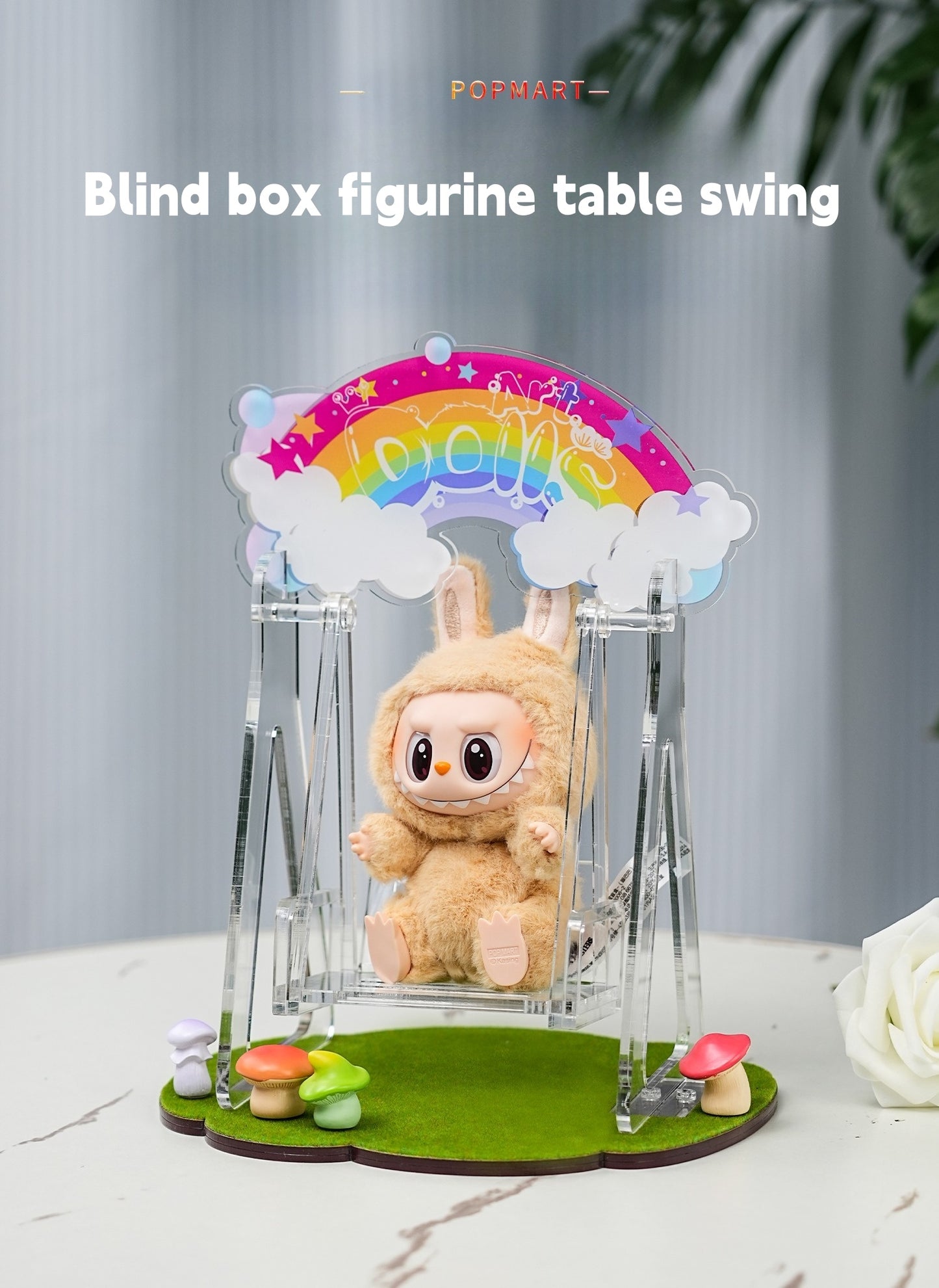 Labubu Carnival Swing Set - Kawaii Vinyl Doll Hanging Seat with Storage Base