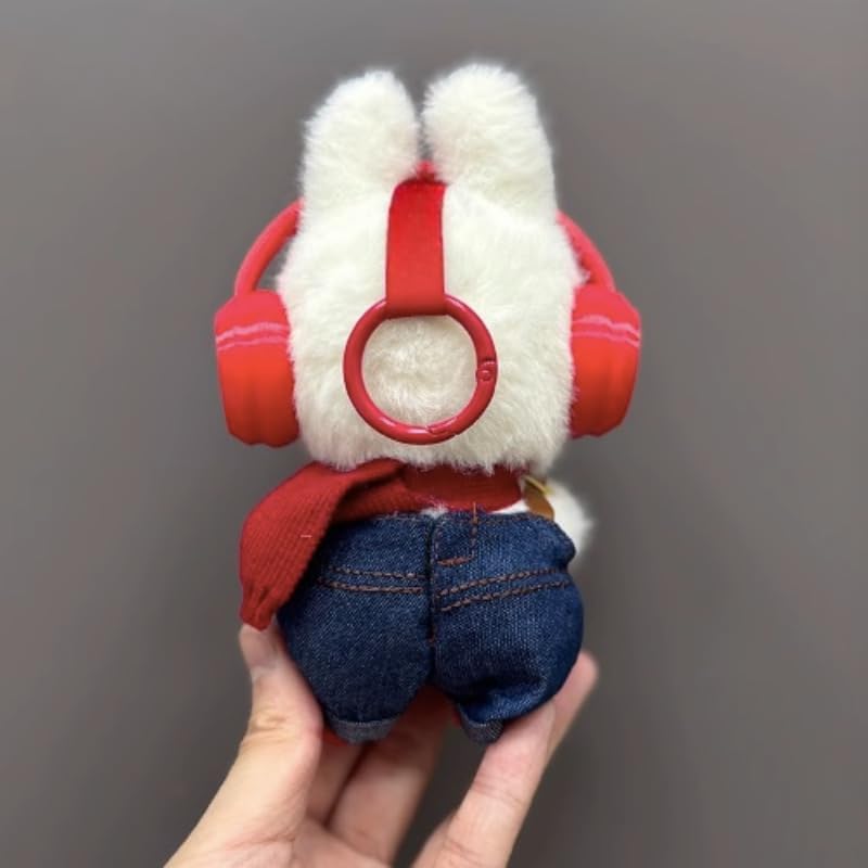 LABUBU Clothes 3-Piece Outfit Set with Headphones - Trendy for 17cm Cola Dolls,Perfect for Everyday Play & Display(NO Doll) (Red Earphones)