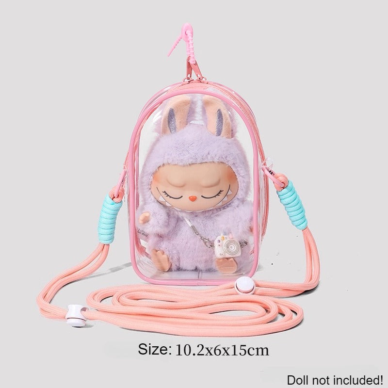 LABUBU Cotton Doll PVC Clear Itabag | Dustproof Carrier for Outings, Display & Charm Storage