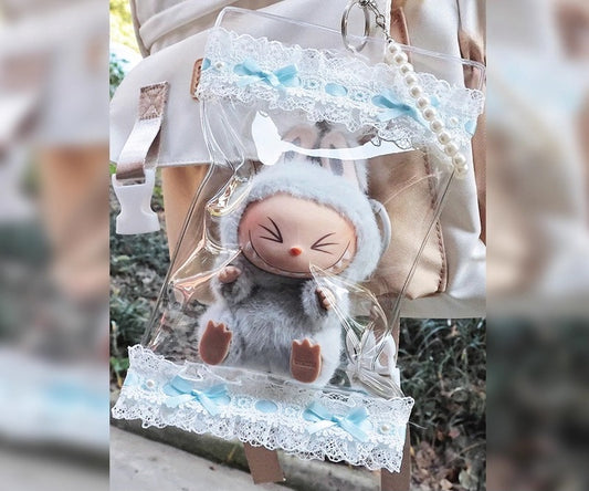 17cm Labubu Protective Case - Clear Dustproof Carrier for Vinyl Figure & Plush Doll