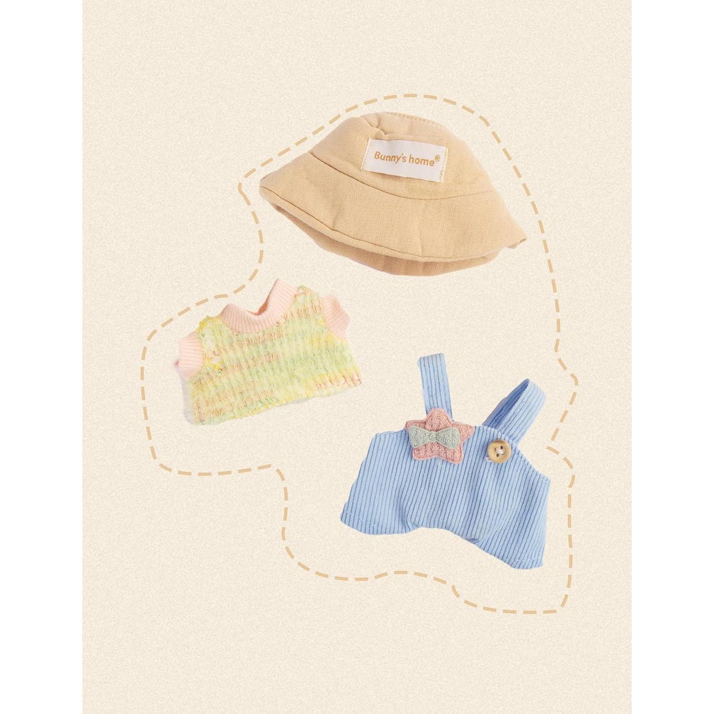 Cute Clothes Set for LABUBU – Chic Style Doll Outfit with Light Blue Romper, and Pink Hat – Kawaii Doll Clothes Accessories for Collectors & Fans