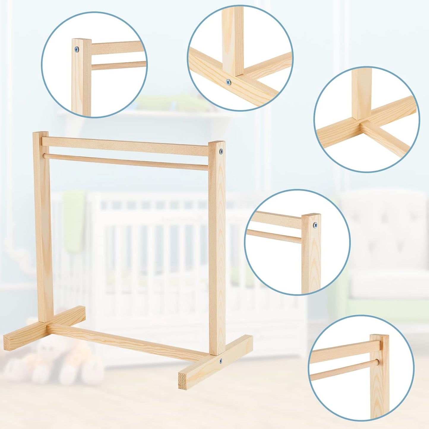 7-piece Set Doll Garment Rack with Wooden Clothes Hanger for LABUBU Clothes Mini Hangers Wardrobe Furniture Accessories for 17Cm LABUBU Plush Doll (Wood)