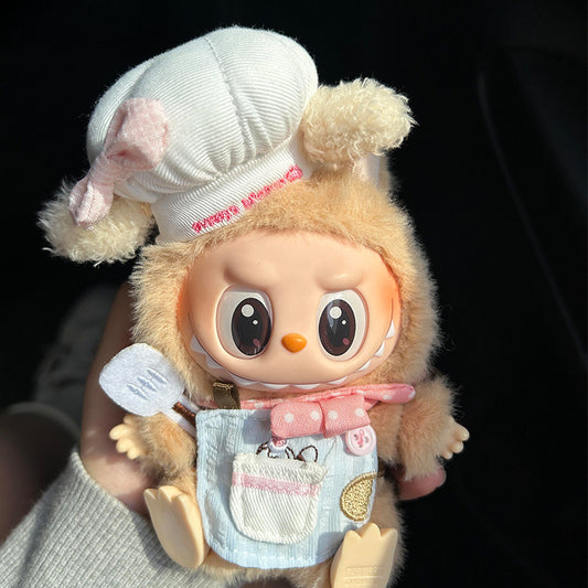 Pop Mart LABUBU 'Pink Chef' Outfit Set, Complete Kitchen-Themed Costume, Cute Plush Decorative Accessories & Hanging Charm (No Doll)