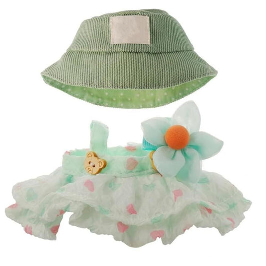 2PC LABUBU Clothes Set, Outfit Set by Hat & Skirt of Clothes Designer, Doll Clothes of Green/Purple, Cute Clothes for Dress up Unique Style