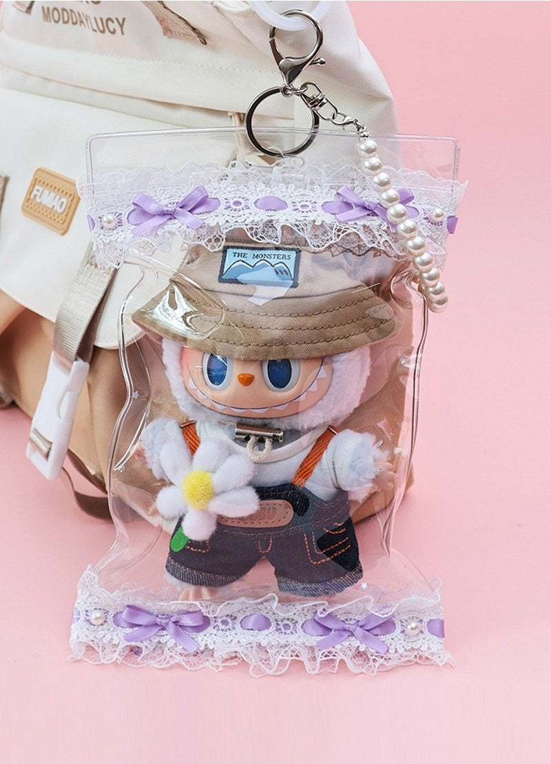 NEW Labubu 12cm Waterproof Case - Macaron Carrier w/ Lace Handle (Fits Gen1/2)