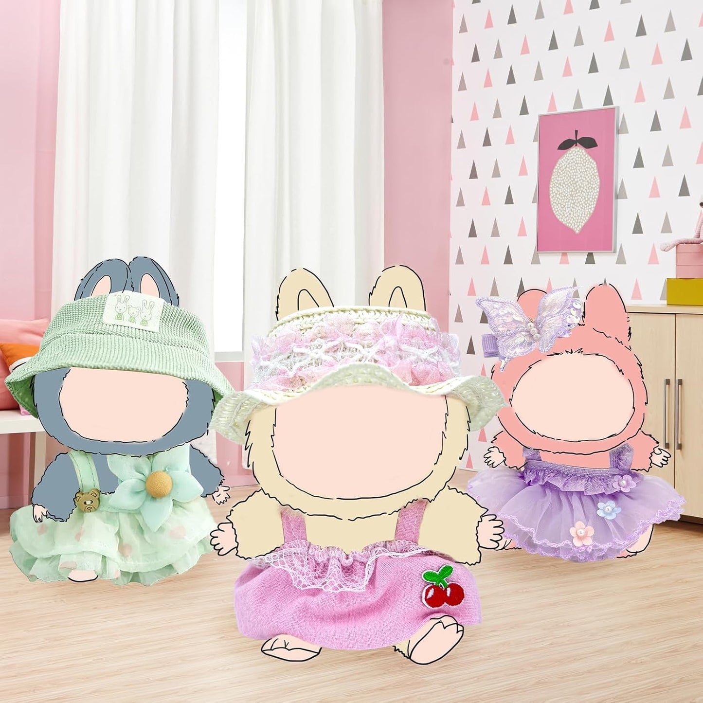15-17cm Doll Clothes Set, Sweet Dress Outfit Set for 6.7inch Green Clothes Suit, Fashion Chic & Accessories for Doll 1st/2nd/3rd