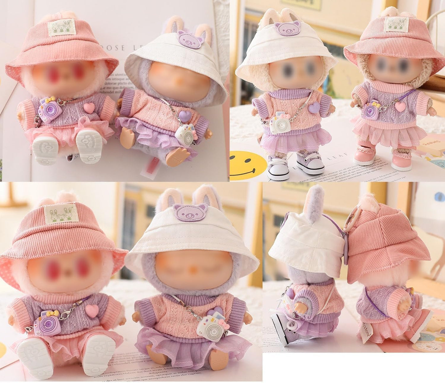 Designed for Labubu-Clothes, High-End Fashion Doll Clothes for Labubu-Accessories (No Doll Included), Outfit Set 5 Pieces Suitable for 15cm & 17cm The Monsters Series (JK-Green)