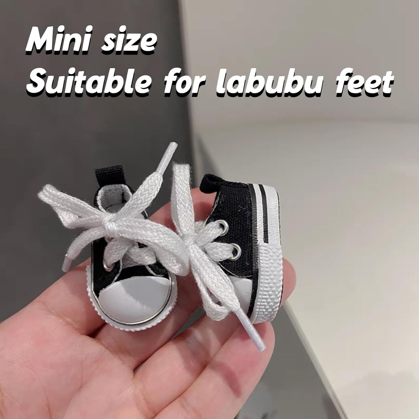 Mini Doll Shoes, 1 Pair Cute Lace Up Canvas Sneakers Compatible for 17cm/15cm Doll Shoes Toy Outfit Accessories(White)
