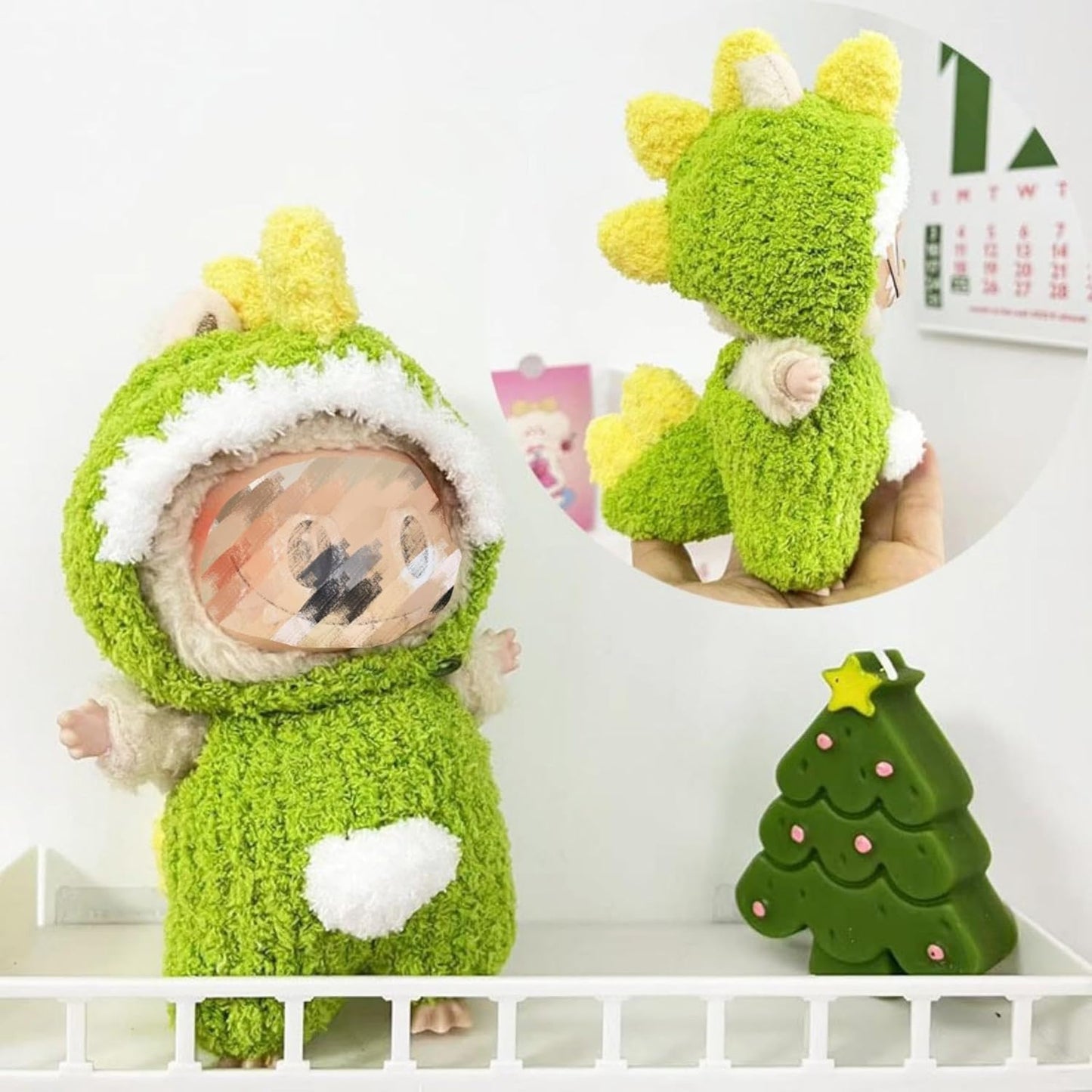 Clothes Set for Labubu Doll,Clothes for Labubu, Crochet 4 Piece Set Hat Clothes Cell Phone Backpack for LABUBU, Stylish Adorable Dolls Clothes Accessories (No Doll) (Black Wings)