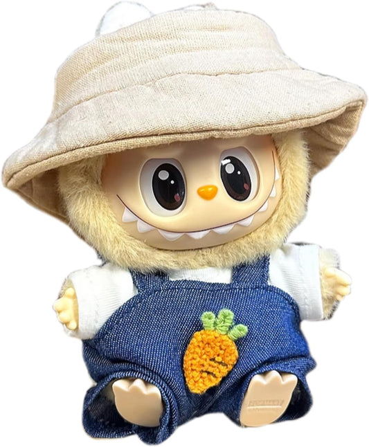 Clothing Set Compatible with Labubu Doll, Denim Jumpsuit Style, Precision Sizing, Custom Designs & Durable Stitching