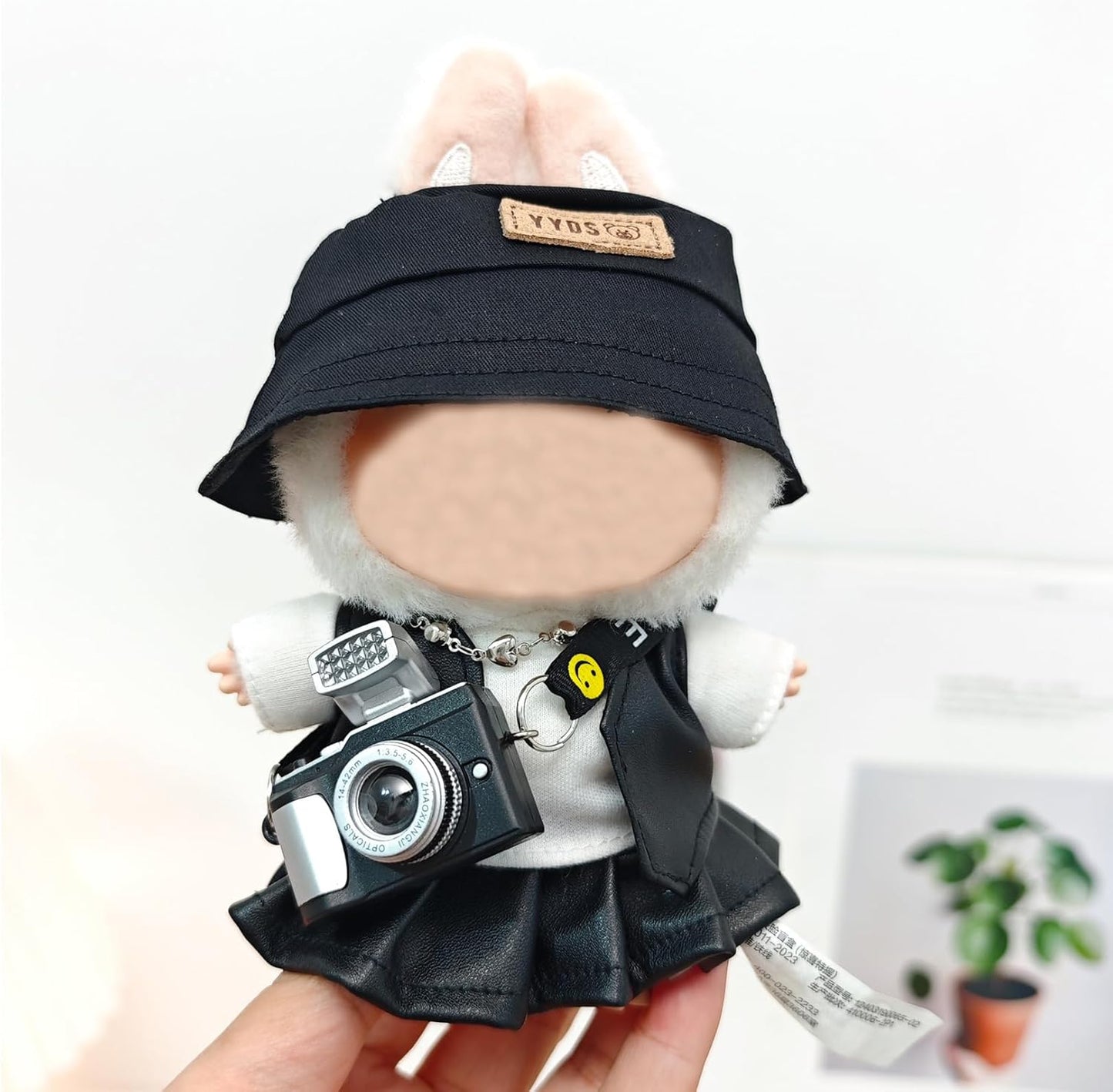 New Clothes for Lububu, 5-Piece Lububu Doll Outfits, Fashion Top, Hat, Shoes, Skirt, Camera Set Accessories, Exquisite 17 Cm Lububu Clothing (No Doll) (Purple)