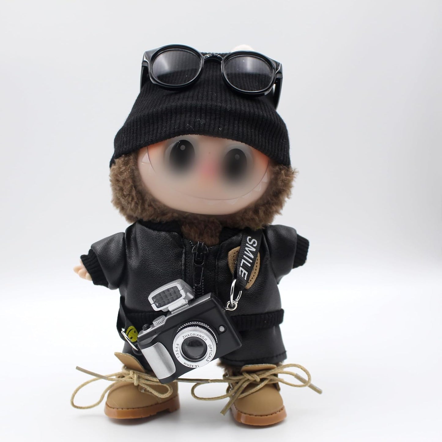 Original Design 17cm Doll Clothes Outfit Set for Labubu Boy with Hat,Jacket,Pants,Glasses,Shoes(NO Doll)