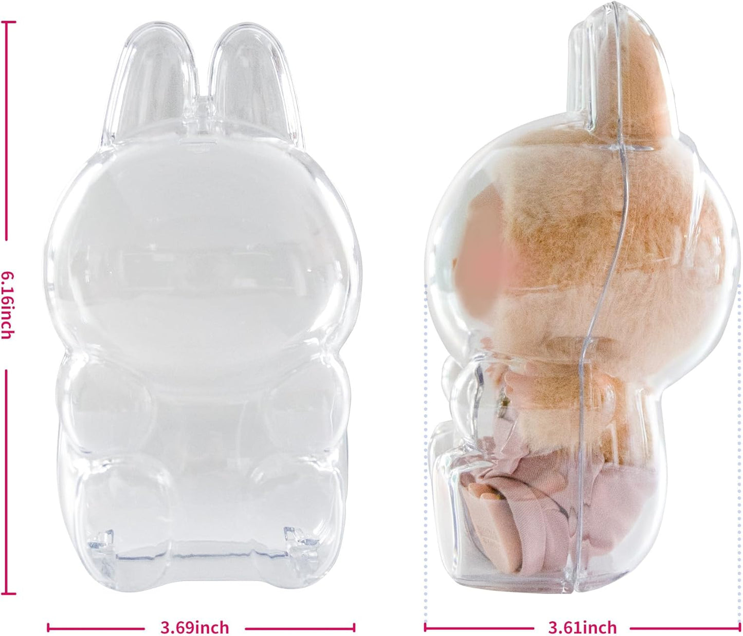 2PCS Protective Case Compatible with LABUBU Have a Seat Series, Clear Cover with White Silicone Tie (Case Only)