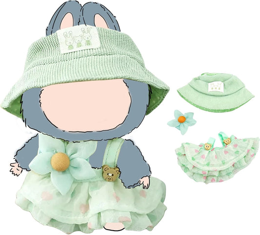 15-17cm Doll Clothes Set, Sweet Dress Outfit Set for 6.7inch Green Clothes Suit, Fashion Chic & Accessories for Doll 1st/2nd/3rd