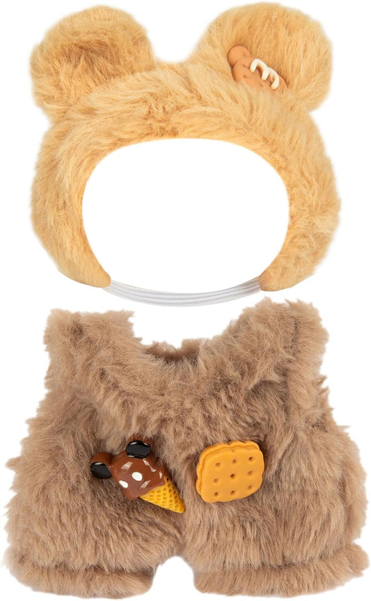 17cm Doll Clothes - Plush Clothes for Doll Outfit - Accessories for 17cm Dolls Clothes -Cute Sandwich Cookie Bear Costume, No Doll Included