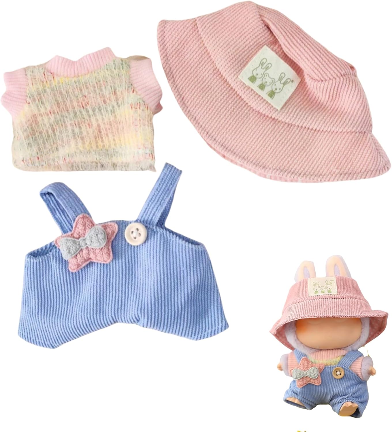 Clothes for Labubu(NO Dolls)，3 Pieces Dress Outfit Set for 6.7inch（17cm） Doll Suit,Clothes Accessories for 1st/2nd/3rd Gen Doll Play，Green Dress Series Is More Healthy and Natural (Green dress)