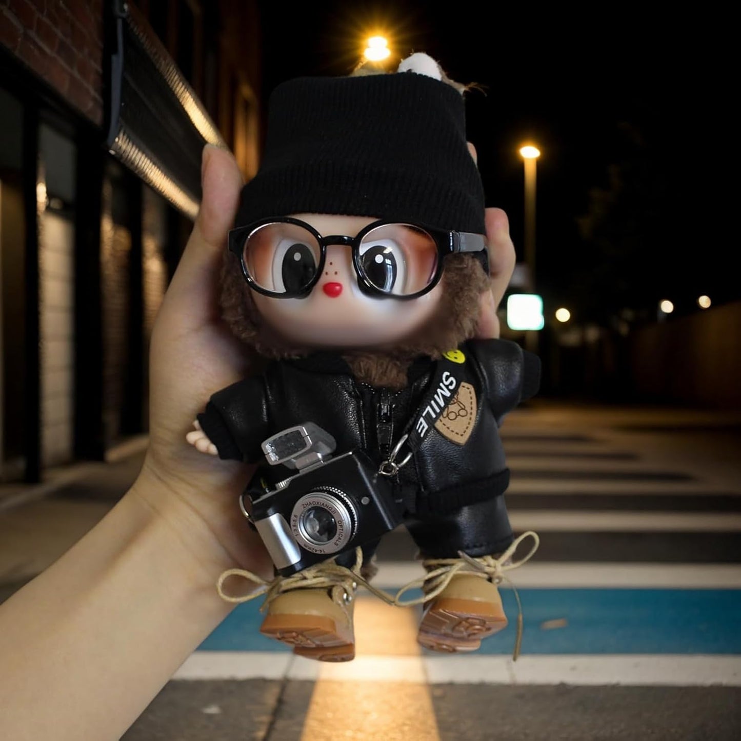 Original Design 17cm Doll Clothes Outfit Set for Labubu Boy with Hat,Jacket,Pants,Glasses,Shoes(NO Doll)
