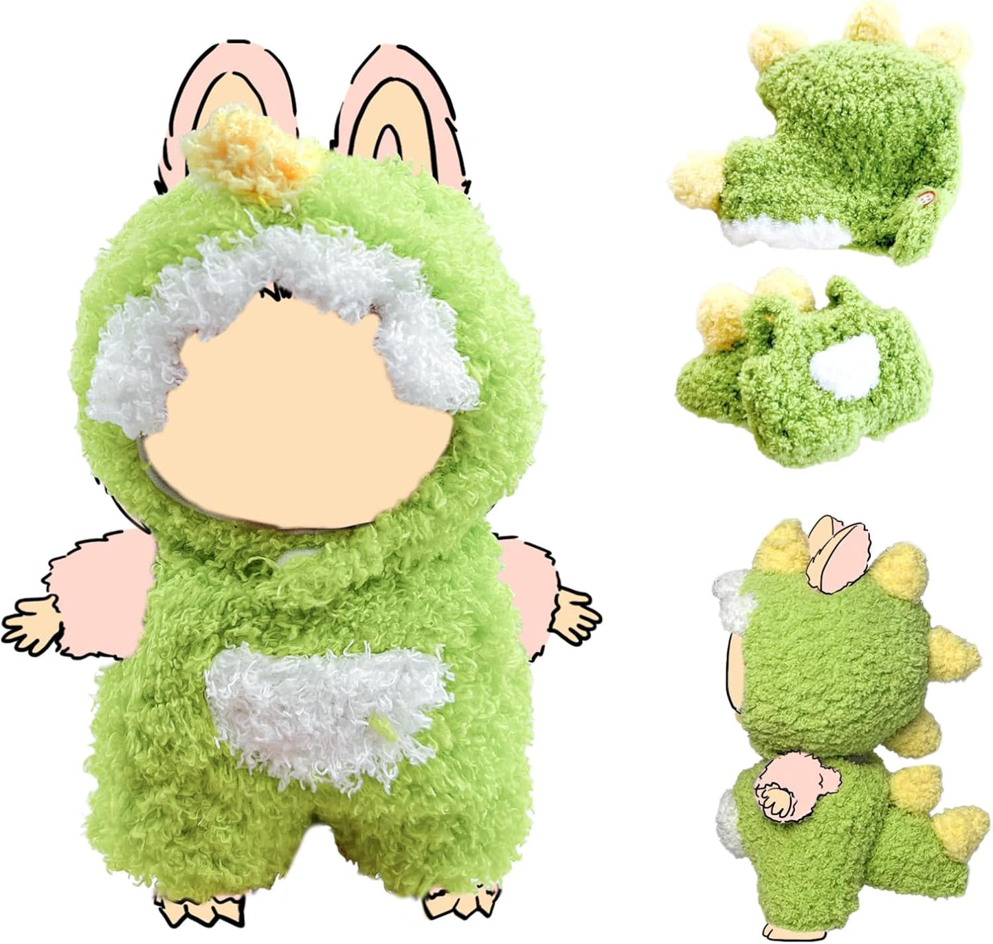 17cm Doll Clothes, Outfits for Clothes Set, Dolls Keychain Accessories, Faking Animal Style Outfit Jumpsuit (Bunny Pink)